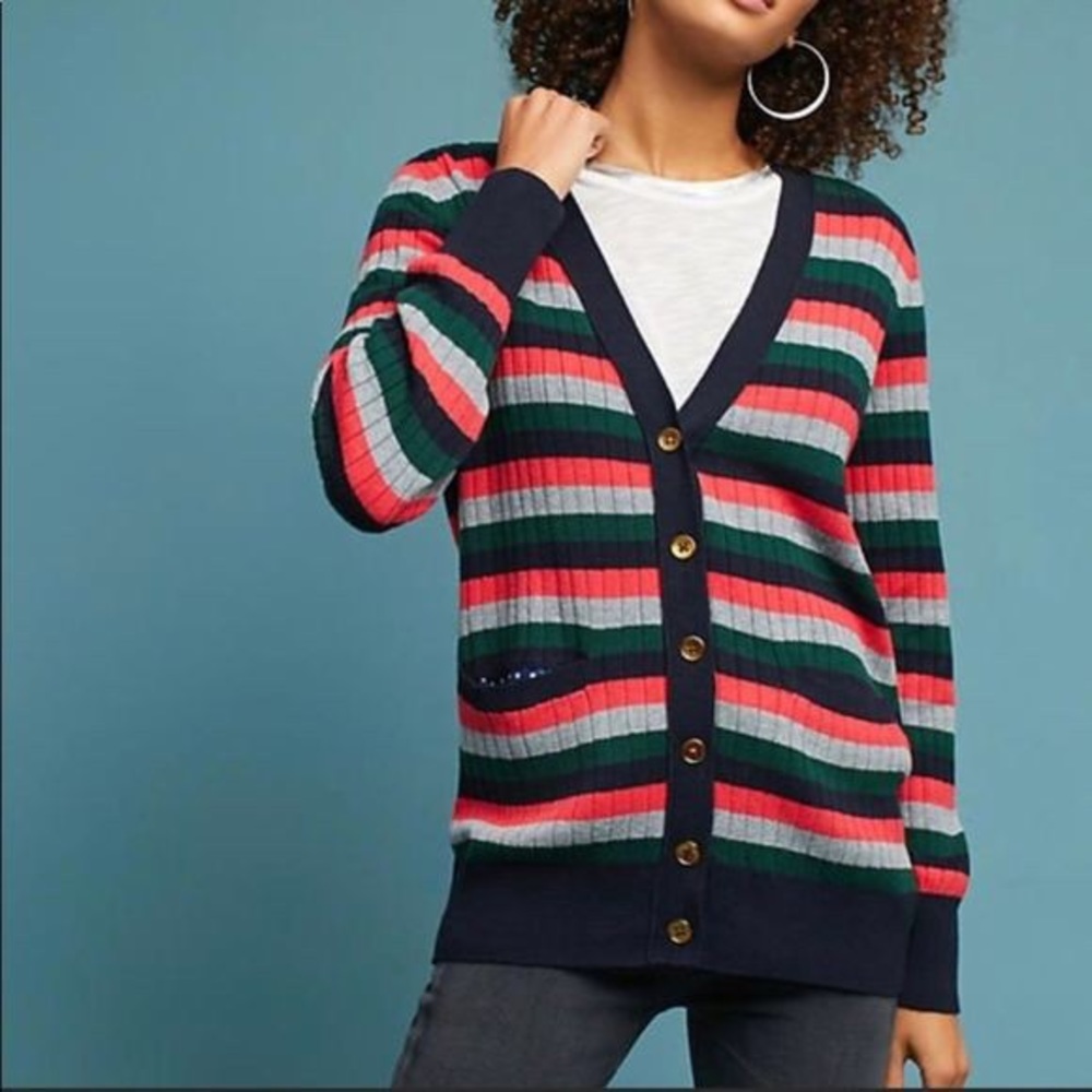 Anthropologie Moth Jamison Striped Cardigan
